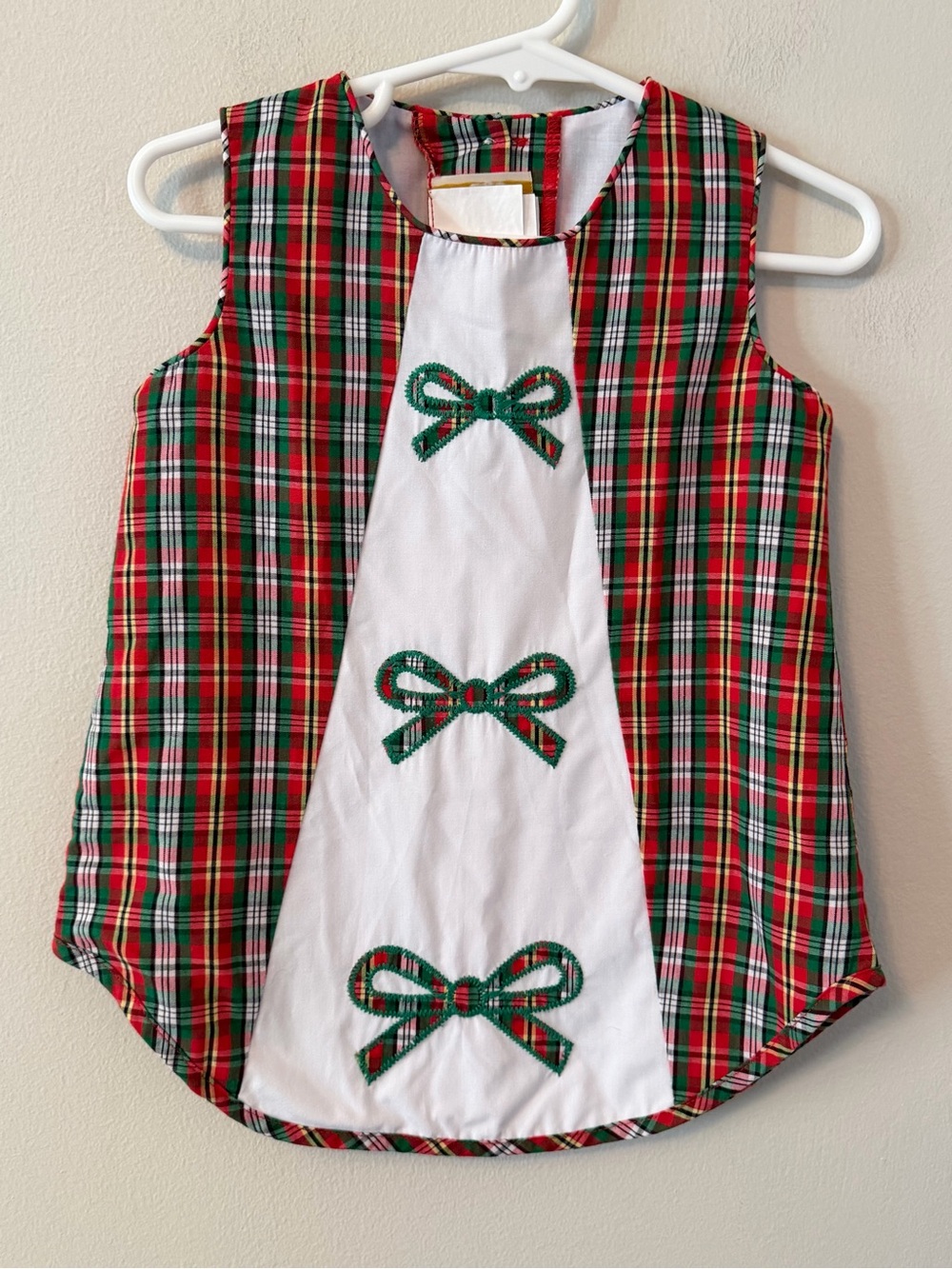 The Beaufort Bonnet Company Holiday Plaid Dress with Bow Appliqués